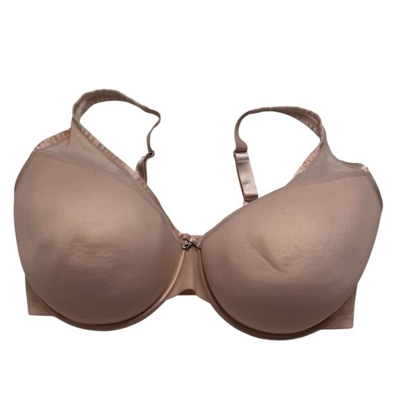 CURVY COUTURE Sheer Mesh Plunge T-Shirt Bra in Pale Pink Size 40H Style #1310 - Picture 1 of 5